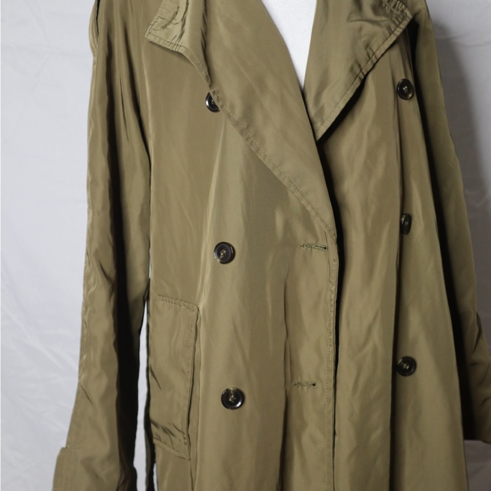 Olive Double-Breasted Trench Coat